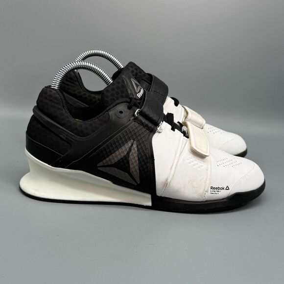 Reebok Legacy Lifter Women's 8.5 Black White Weightlifting Shoes Hook & Loop - Picture 1 of 11